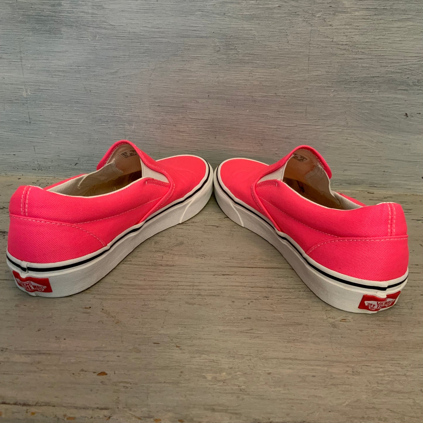 Vans Neon Pink Classic Slip On Canvas Sneakers Size 8 Men's/ 9.5 Women's Good Condition