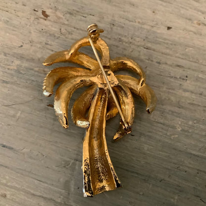 Gold & Silver Tone Palm Tree Brooch Pin Like New