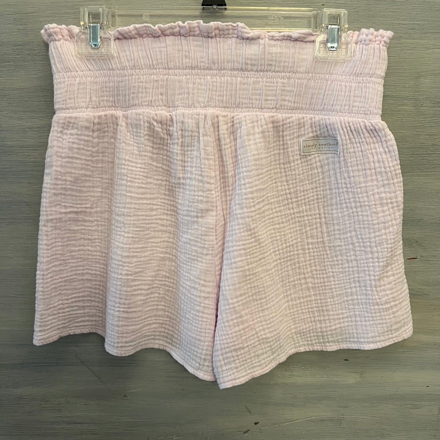 Simply Southern 100% Cotton Pale Pink Muslin High Waist Shorts Size Small/Medium Good Condition