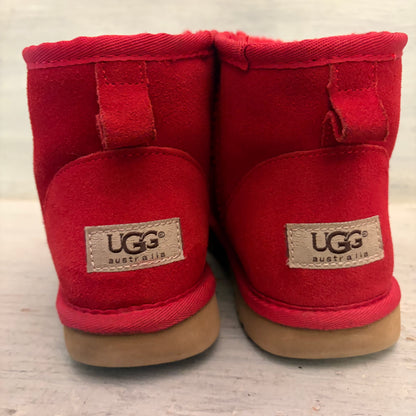 Ugg Australia Suede Leather Red Classic Mini Slip On Boots Size U.S 8 Good Condition