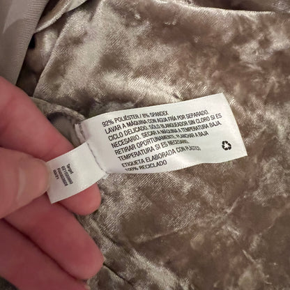 AVA & VIV Champagne Crushed Velvet Scoop Neck Cropped Pullover Top 1X New with Tags