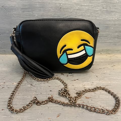 Olivia Miller Emoji Mini Black Faux Leather Crossbody Bag Purse Good Condition