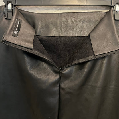 INC International Concepts Black Faux Leather Ruched Wrap Pencil Skirt Size6 Like New