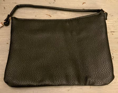 Black Faux Leather Tote Bag Purse w/ Matching Wristlet New