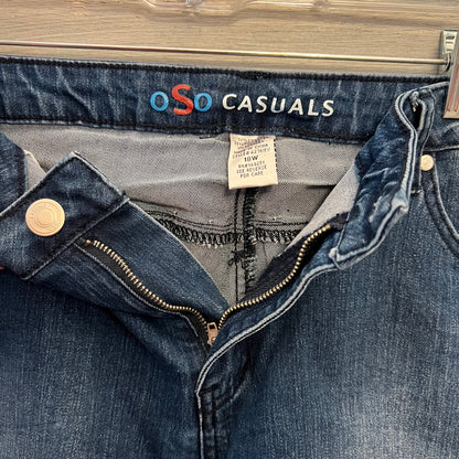 Oso Casuals Distressed Flower Appliqué Denim Blue Jean Shorts Size 18W Good Condition