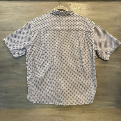 Moda Campia Moda Navy Pale Blue Dot Print Button Down Short Sleeve Shirt XL Like New