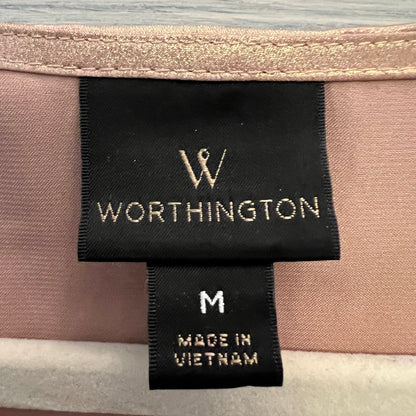 Worthington Champagne Shimmer Sleeveless V Neck Blouse Size Medium Like New