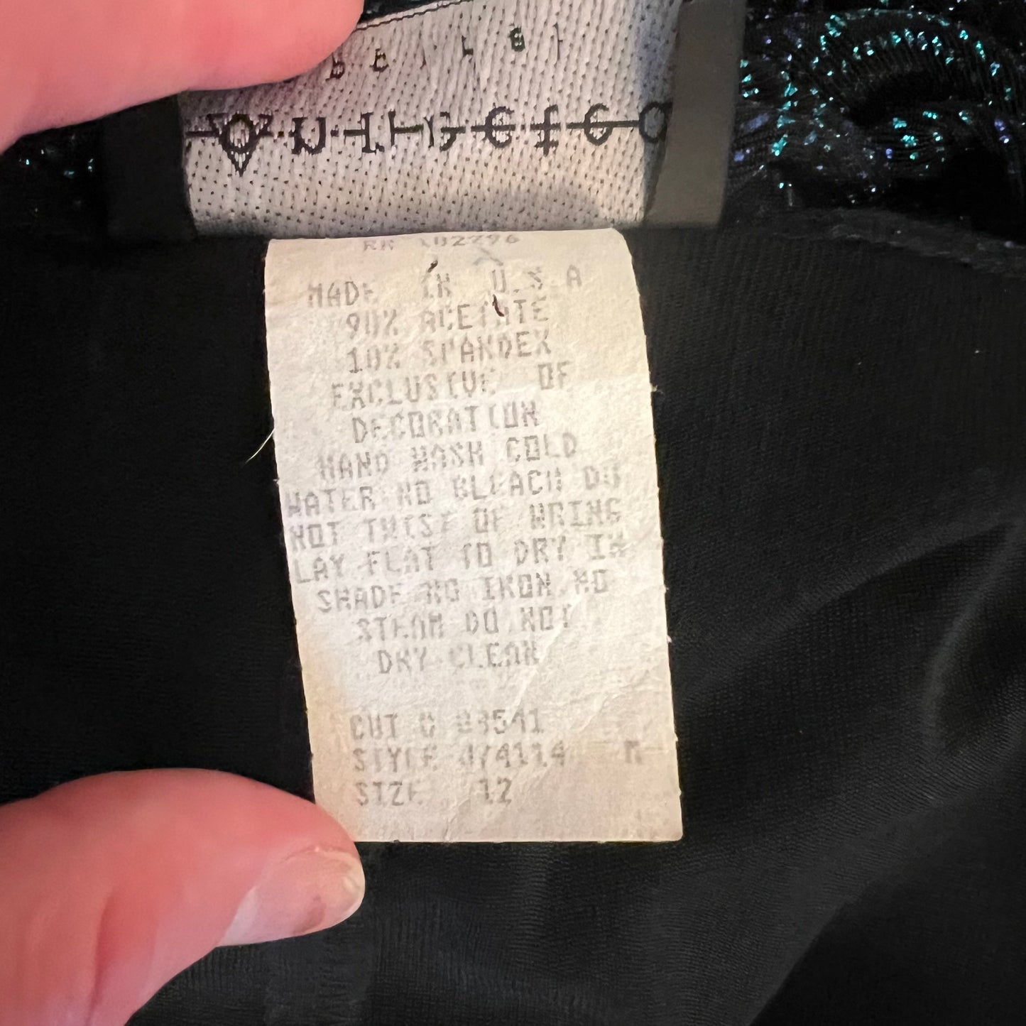 Vintage Connected Apparel Purple Aqua Shimmer Glitter Dot Dress Size 12 Good Condition