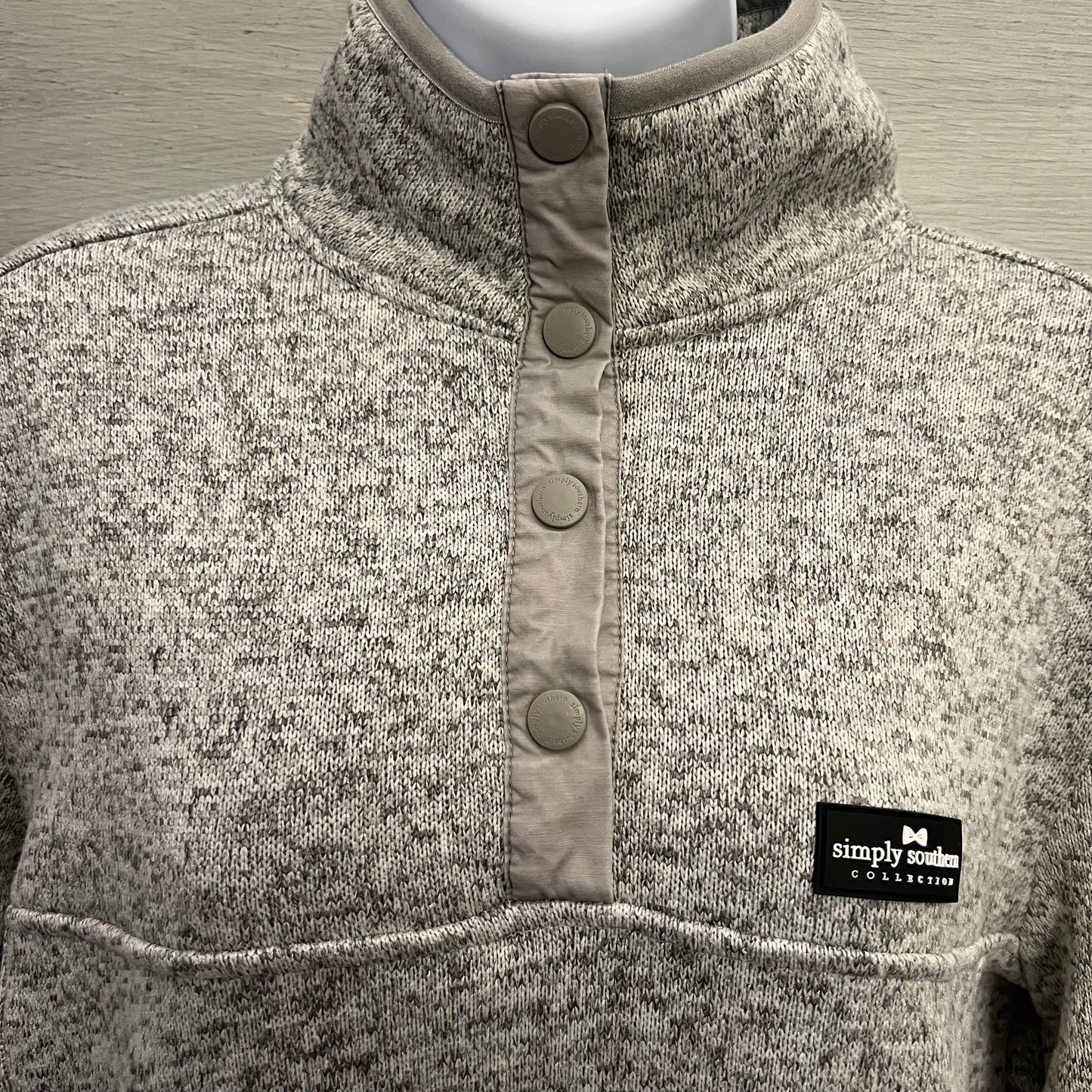 Simply Southern Gray Knit Pullover Sweatshirt Size Large Good Condition
