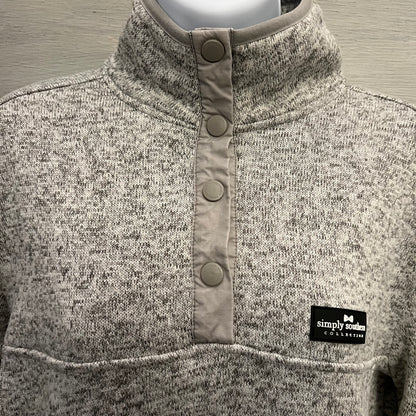 Simply Southern Gray Knit Pullover Sweatshirt Size Large Good Condition
