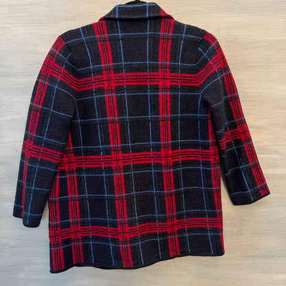 Talbots Pure Merino Wool Blue Red Plaid Blazer Jacket Size XL Good Condition