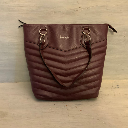 Nicole Miller Burgundy Faux Leather Shoulder Bag Purse Good Condition