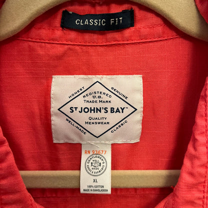Saint John's Bay 100% Cotton Coral Classic Fit Casual Button Down Shirt Size XL Good Condition