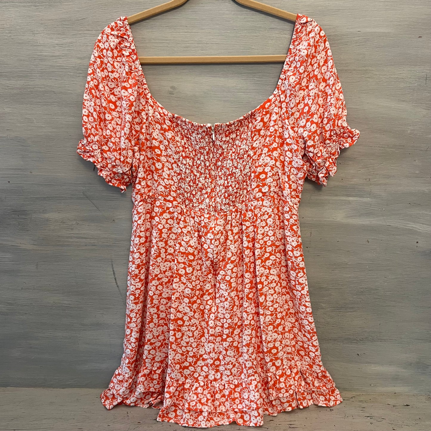 Lost + Wander Orange White Flower Mini Dress Size Large Good Condition