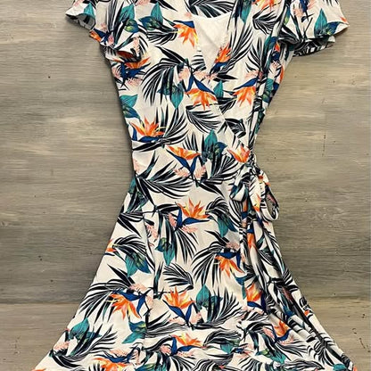 Time and Tru Tropical Print Wrap Dress Large Like New