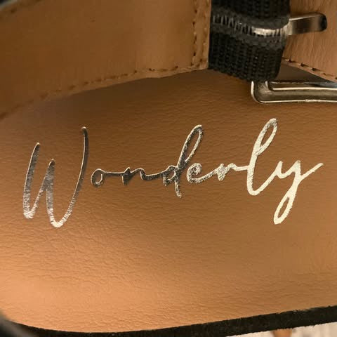 Wonderly Black Faux Suede Platform Slingback Clog Open Toe Size 7.5 Good Condition