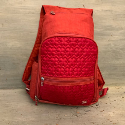 LUG Red Multipocketed Travel Bag Backpack 10x14x3 Good Condition
