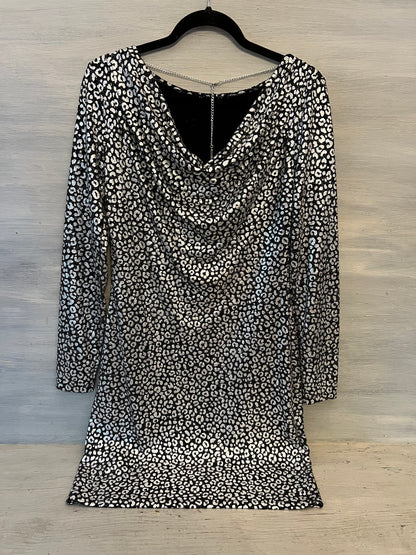 Michael Michael Kors Black Metallic Silver Leopard Print Mini Dress Size 10 New with Tags