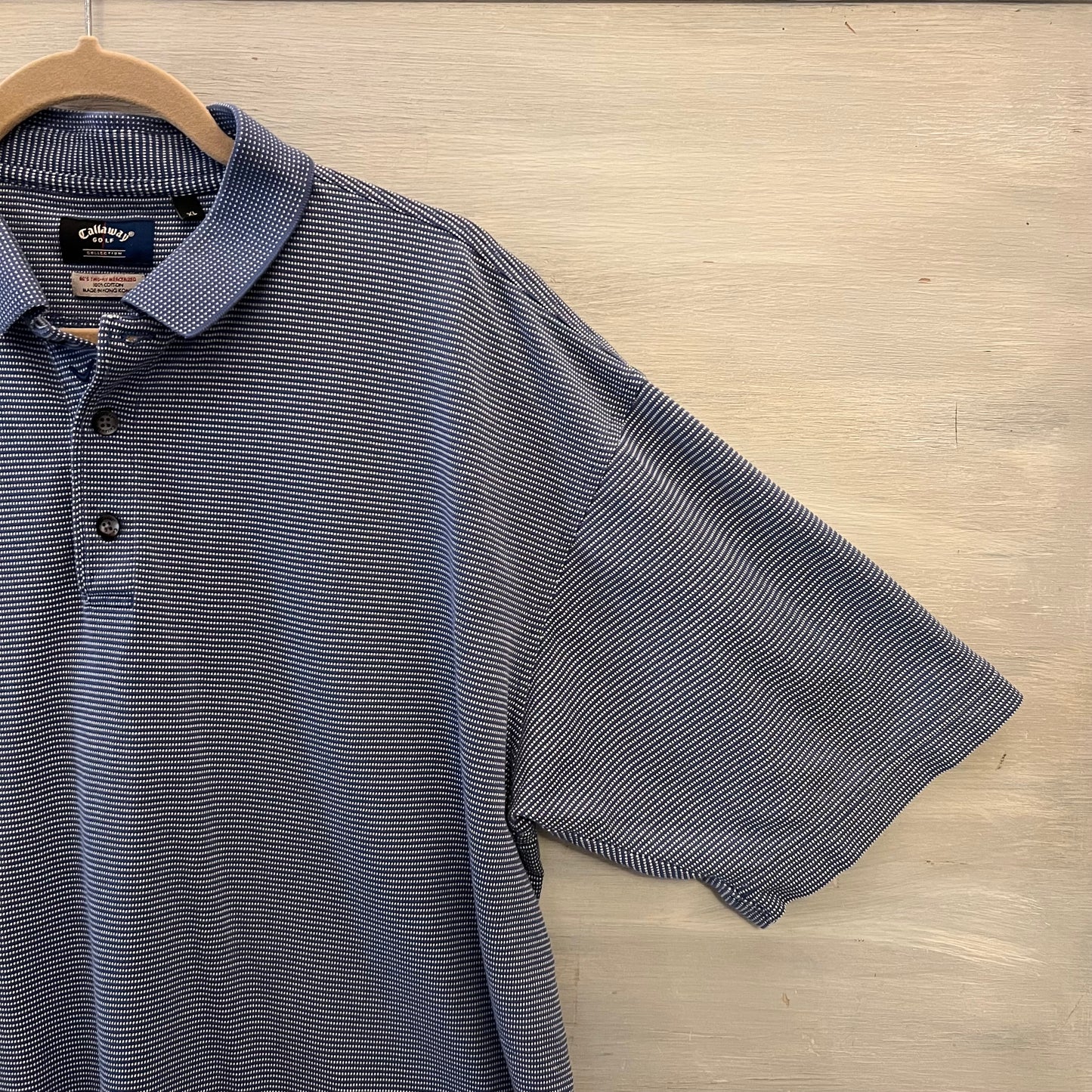 Callaway Golf 100% Cotton Dot Print High Low Polo Shirt Size XL Good Condition
