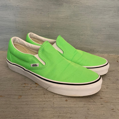 Vans Neon Green Gecko Classic Design Slip on Canvas Sneakers Men's 8/Women's 9.5 Good Condition