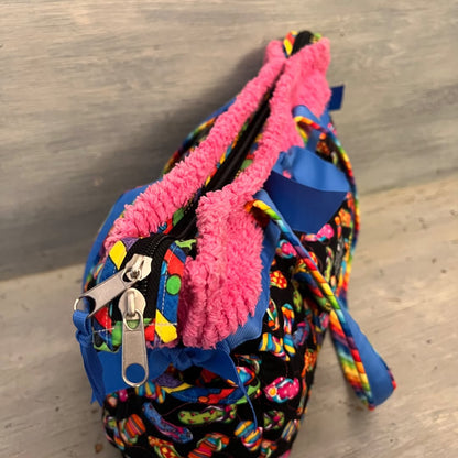 Stitches & Paint Accessories Quilted Fabric Flip Flop Print Tote Bag Purse Like New