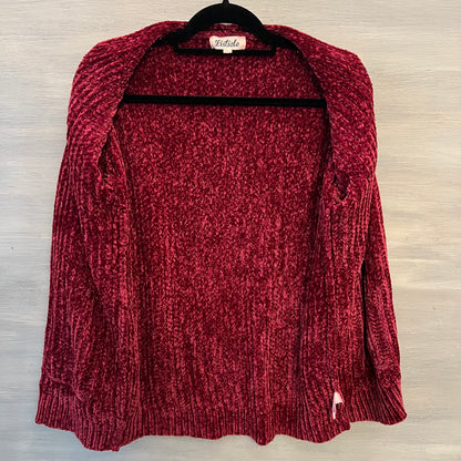 Listicle Burgundy Wine Chenille Knit Cardigan Sweater Size Small Good Condition