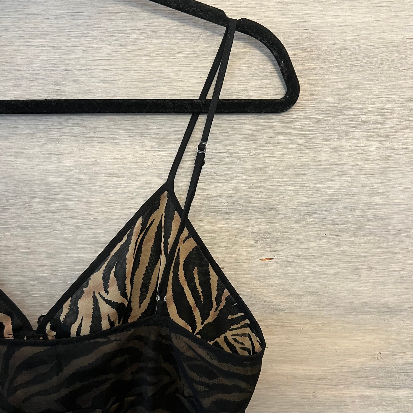 Vintage Kathy Ireland Sheer Overlay Zebra Print Chemise Slip Dress Size Medium Good Condition
