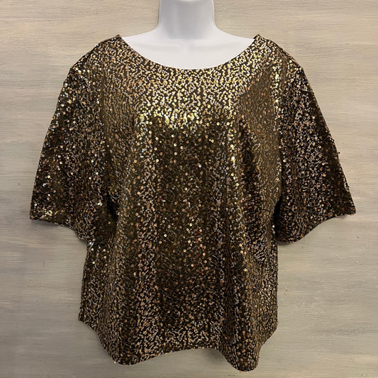 Cato Gold Silver Sequined Crop Top Blouse Size XL Like New