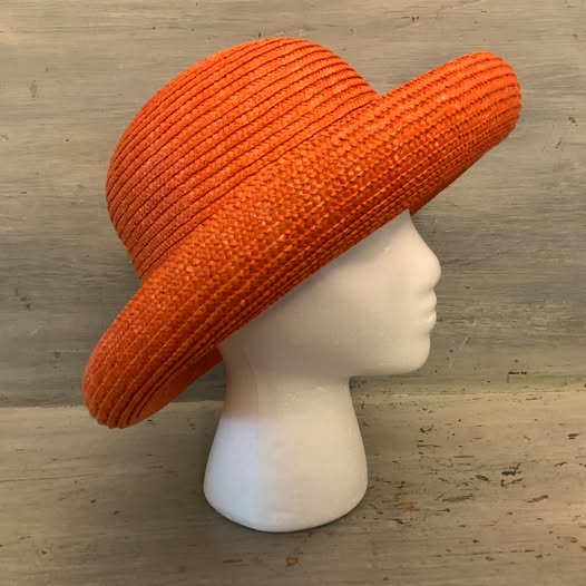Women’s Orange 100% Straw Bowler Hat One Size Good Condition