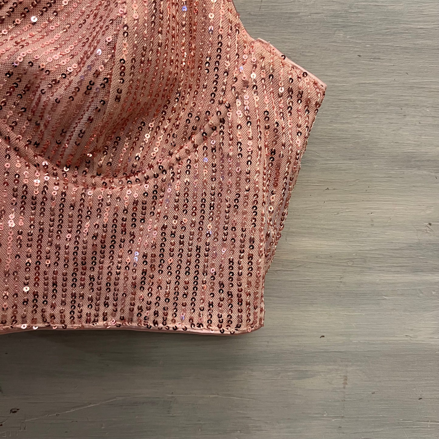 Pink Sequin Bustier Camisole Crop Top Shirt Size XXL Good Condition