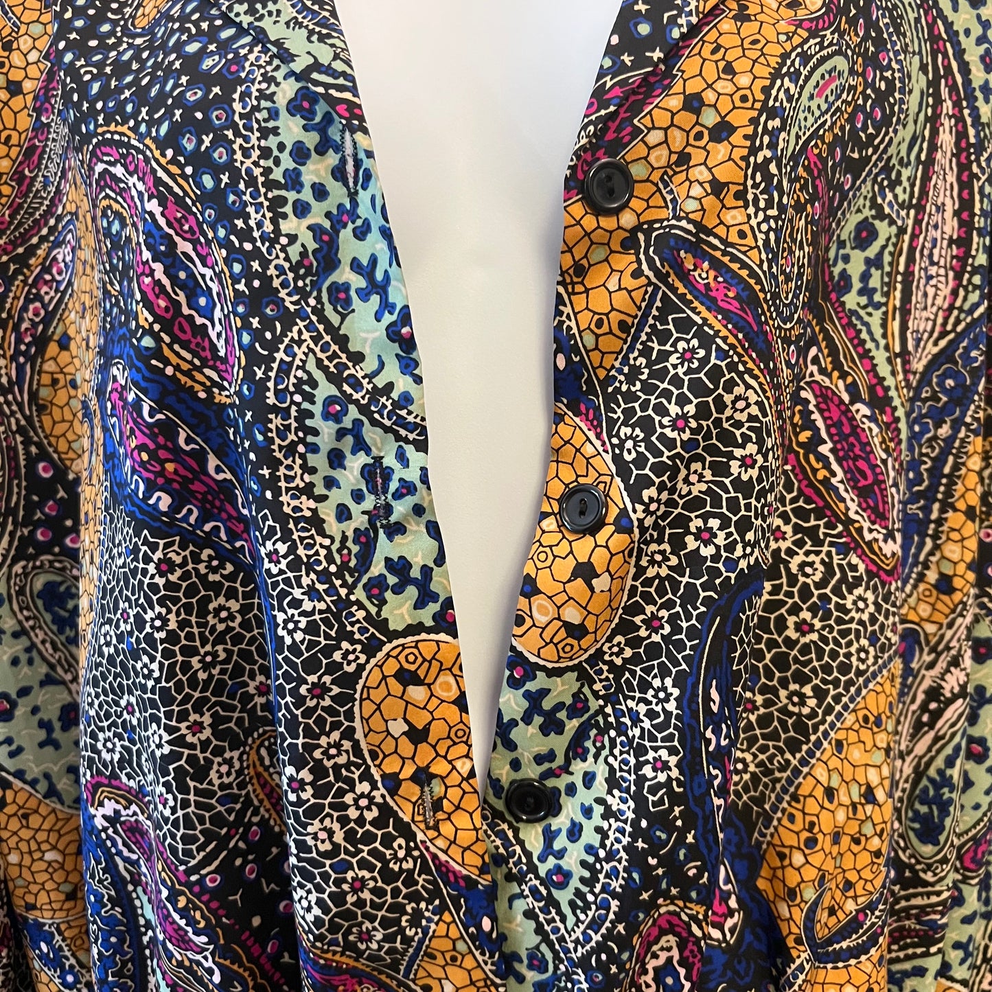 Vintage 80's Judy Bond Paisley Print Collared Button Down Blouse Size 16 Good Condition