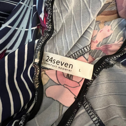 24seven Comfort Apparel Vneck Abstract Floral Print Maxi Dress Size Large Good Condition