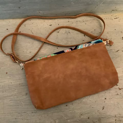 Vic & Lou Paisley Faux Brown Leather Crossbody Bag/Clutch Purse Like New