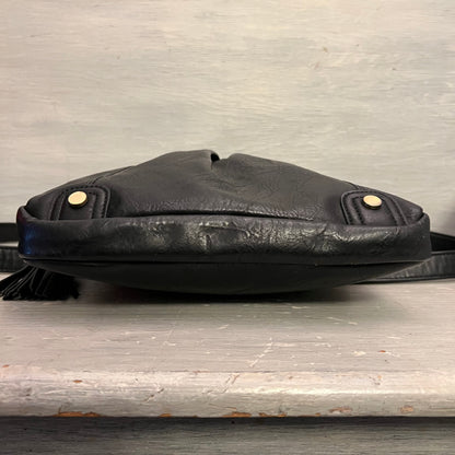 Love One Love All Faux Black Leather Crossbody Shoulder Bag Purse Good Condition