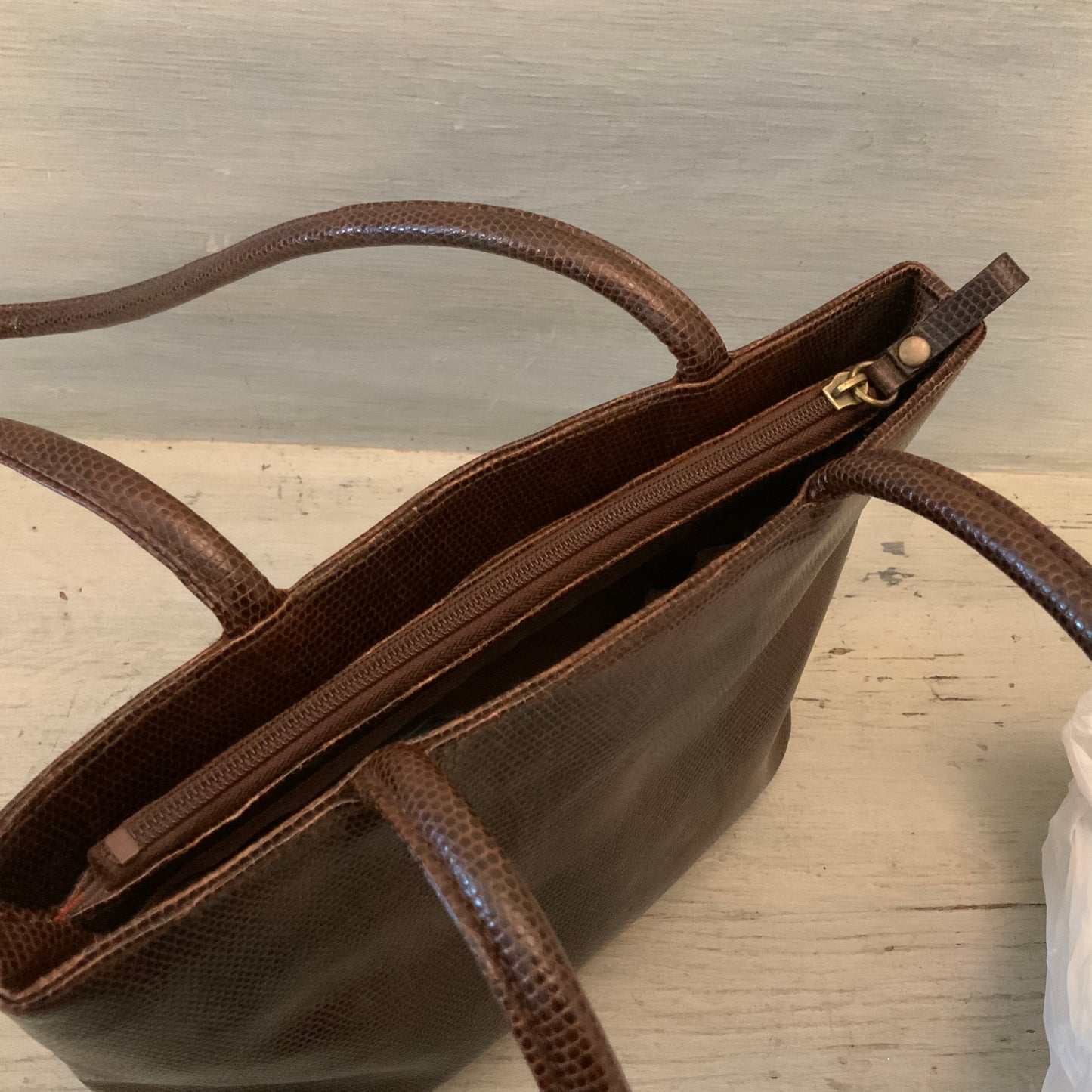Bueno Brown Faux Leather Snakeskin Shoulder Bag Purse Good Condition