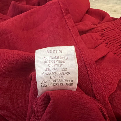 Jodifl Burgundy Wine High Ruffle Neck Balloon Sleeve Blouse Size Large Good Condition