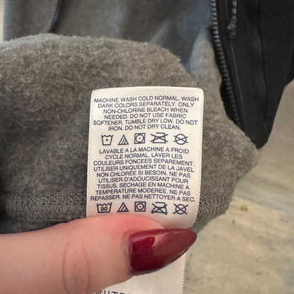 Lands End Fleece Vest Grey Black Zip Pockets Like New