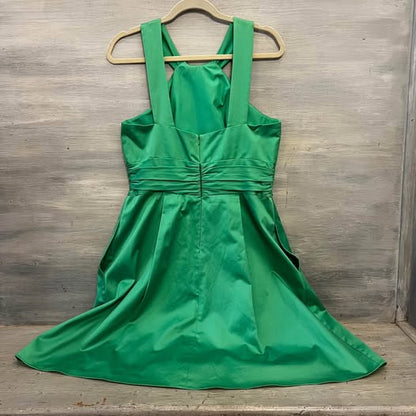 David’s Bridal Kelly Green Sleeveless Fit Flare Dress Size 12 Like New