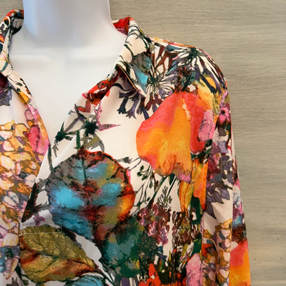 Spense Colorful Abstract Floral High Low Blouse Size Large Good Condition