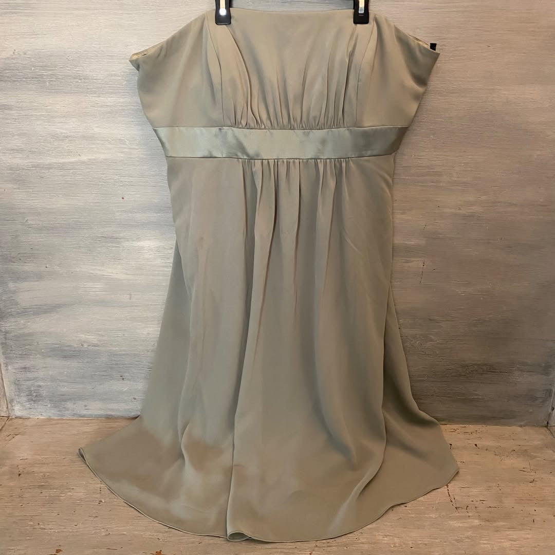Dessy Collection Strapless Dress Formal Flowy Empire Waist Olive Green Like New