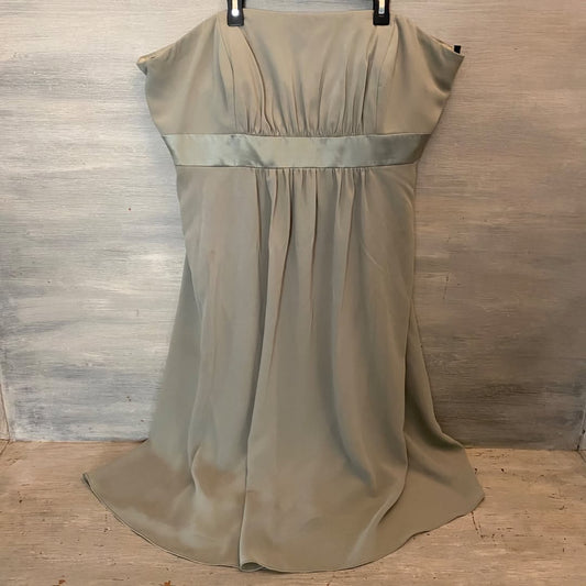 Dessy Collection Strapless Dress Formal Flowy Empire Waist Olive Green Like New