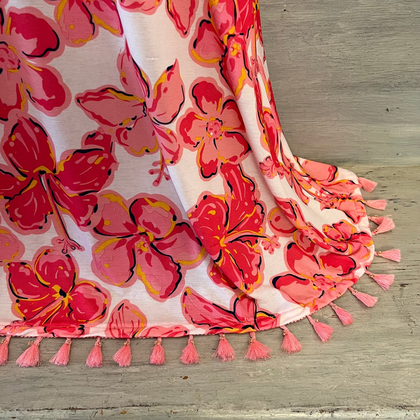 Simply Southern Hot Pink Hawaiian Flower Print Above Knee Dress Size Small Good Condition