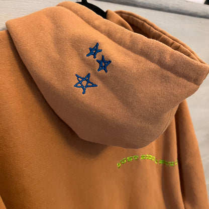 Obey Tan “Cosmic Love” Embroidered Hoodie Sweatshirt Size Small Good Condition