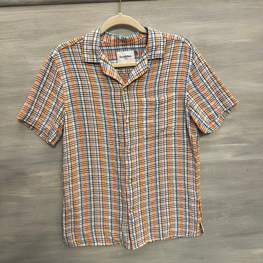 Goodfellow Pastel Check Short Sleeve Button Down Shirt Small Like New
