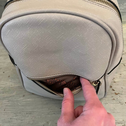 Tan Faux Leather Footed Shoulder Backpack Purse 7x10x5 Like New