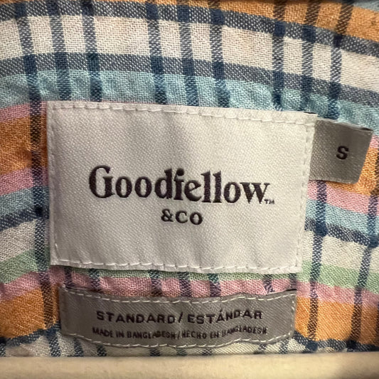Goodfellow Pastel Check Short Sleeve Button Down Shirt Small Like New
