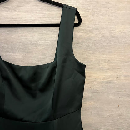 VOW’D Bridesmaids Dark Forest Green Satin Sleeveless Bridesmaid Dress Size 16 Good Condition