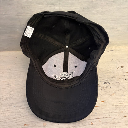 NY Embroidered Letter 65% Wool Black White Ballcap Hat Adjustable Size Good Condition