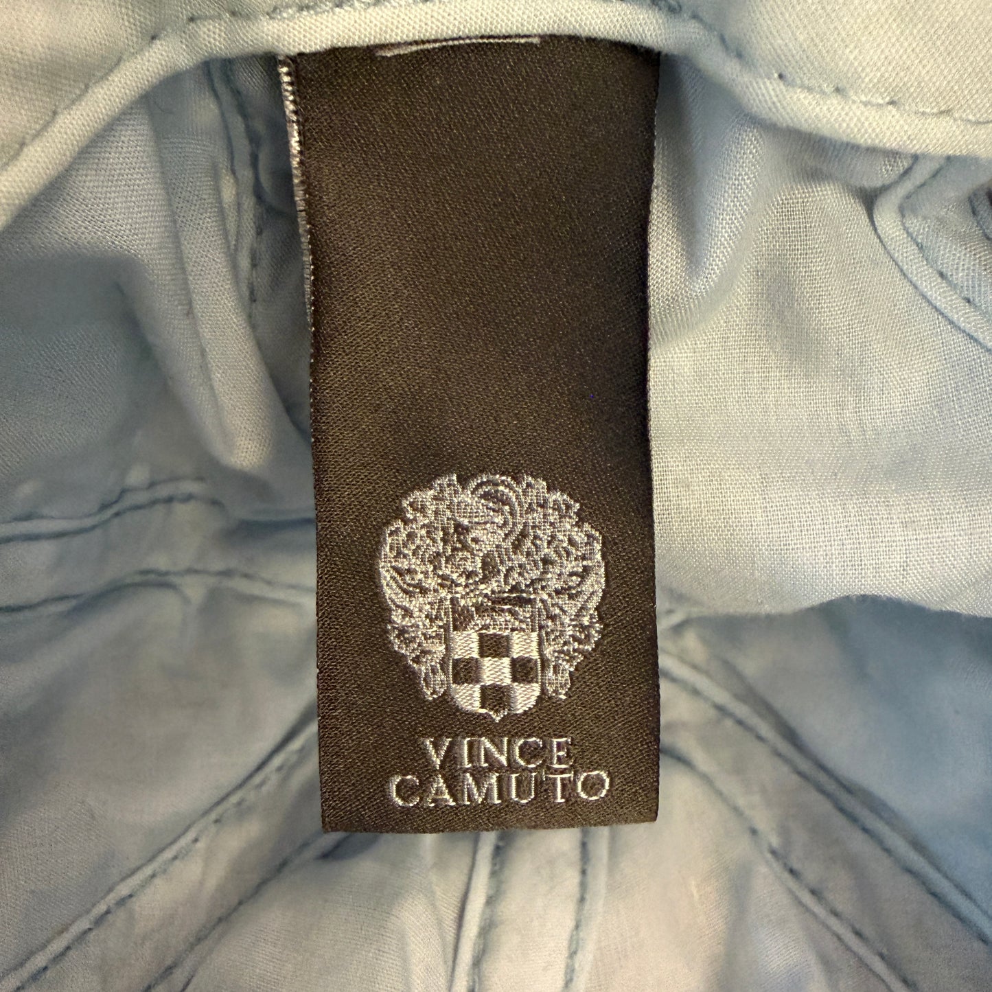 Vince Camuto 100% Cotton Pale Blue Eyelet Lace Adjustable Tie Baseball Cap One Size Good Condition