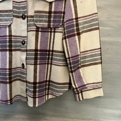 HYFVE Purple Cream Plaid Heavy Flannel Size Medium Good Condition